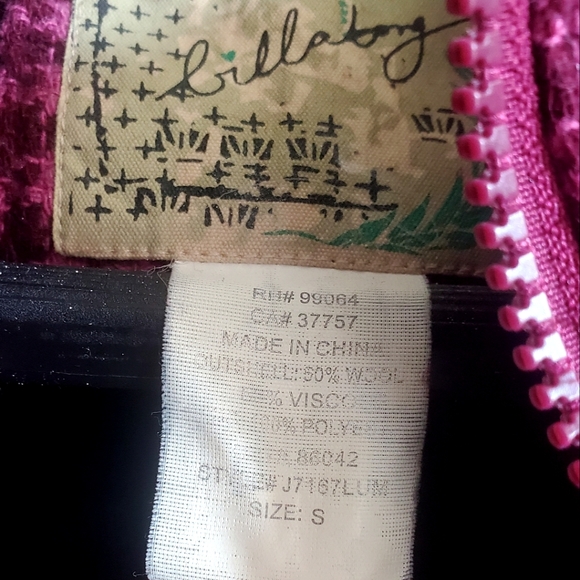 Billabong Lumber Jane Pink Plaid Tartan Wool Houndstooth Bomber Jacket Coat - Picture 15 of 16